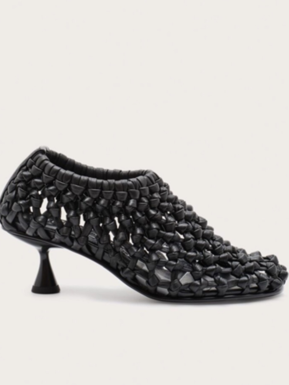 cult gaia Owen Black Leather Mesh Kitten Heel Boot